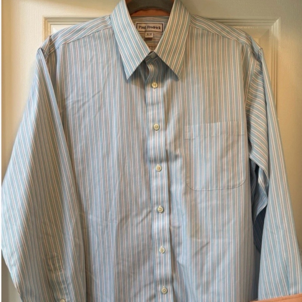 Paul Fredrick Men's Non-Iron Cotton Broadcloth Shirt-16/34
